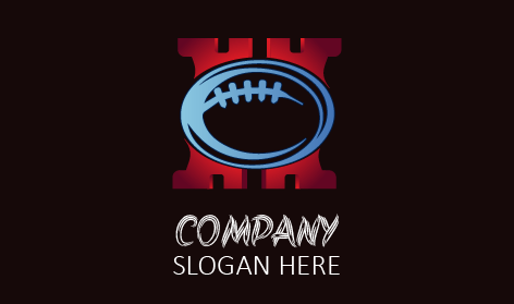 Blue Rugby Outline Football Logo