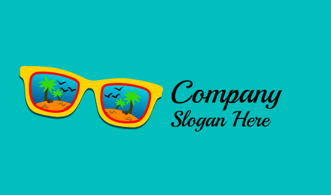 Blue Tropical Summer Sailboat Logo