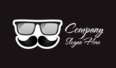 Black Mustache Glasses Logo