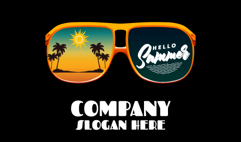 Blue Tropical Summer Sailboat Logo