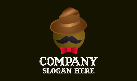 Black Mustache Hat Logo