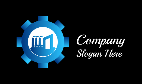 Blue Industrial Factory Logo