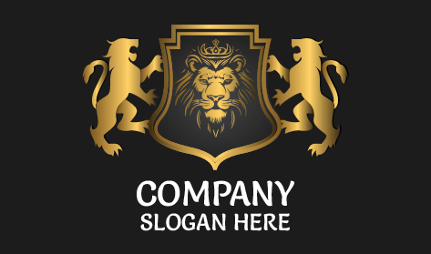 Dull Golden Shield Lion Logo