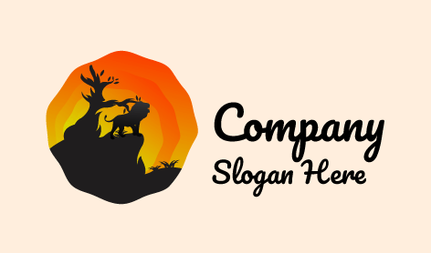 Sunset Themed Lion Logo