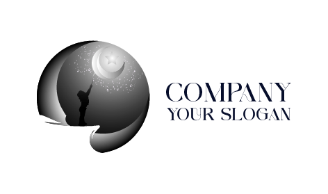 Meditative Moon Illustration Logo