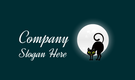 Scrawny Black Cat Moon Logo