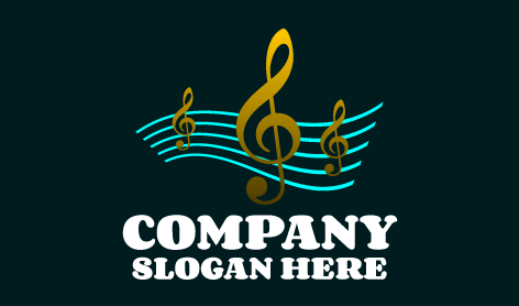 Glowing Treble Clef Music Logo