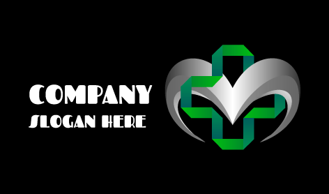 Glossy Silver Heart Pharmacy Logo