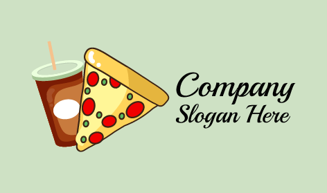 Pizza Slice and Cold Drink Logo