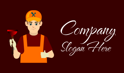 Orange Overalls Plumber Logo