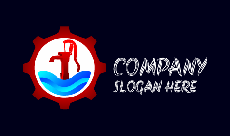 Red Handpump Plumber Logo