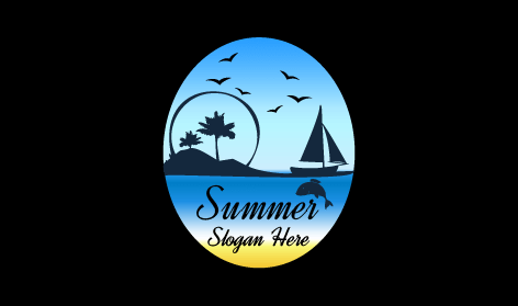 Blue Tropical Summer Sailboat Logo
