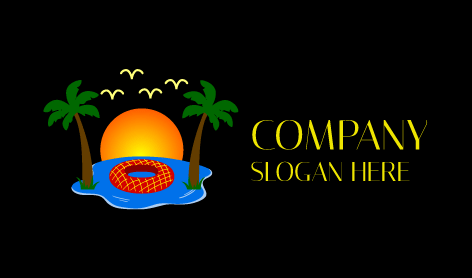 Red Pool Float Summer Logo