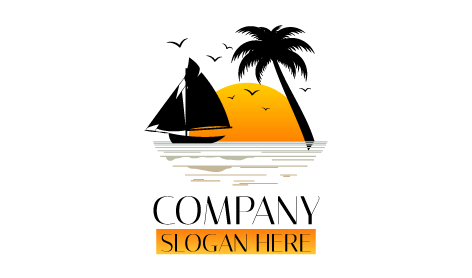 Black Sailboat Sun Logo