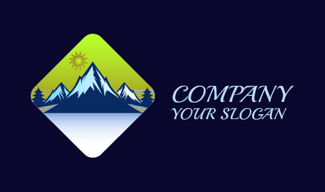 Sleek Mountain Range Sun Logo