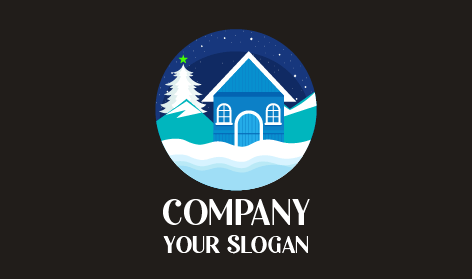 Icy Mountain Peaks Winter Logo