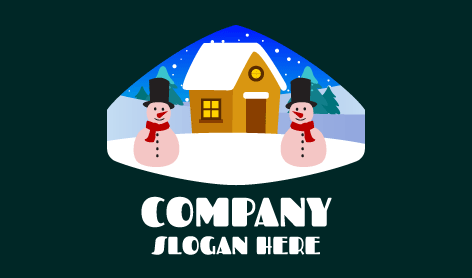 Pink Snowman Winter Logo