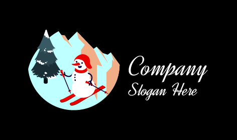 Snowman Skating Winter Logo