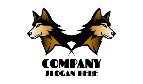 Black Hair Wolf Logo