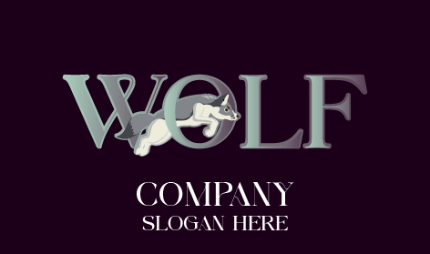 Determined Wolf Running Logo