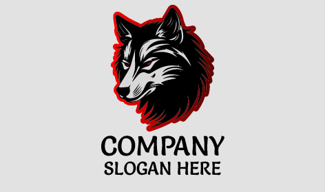Lone Red Outline Wolf Logo